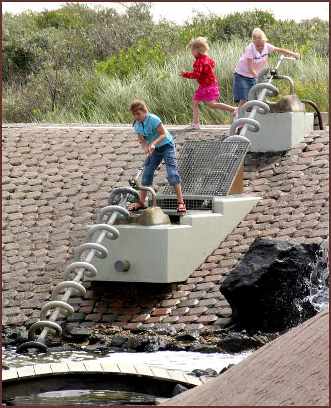 Archimedes screw- demonstrator for children.